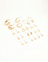 Gold Hoop & Stud Earrings 12-Pack - link has visual effect only