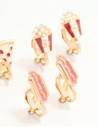 Gold Movie Snacks Clip-On Earrings 5-Pack - link has visual effect only