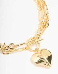 Gold Plated Heart Pendant Chain T & O Necklace - link has visual effect only