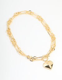 Gold Plated Heart Pendant Chain T & O Necklace - link has visual effect only