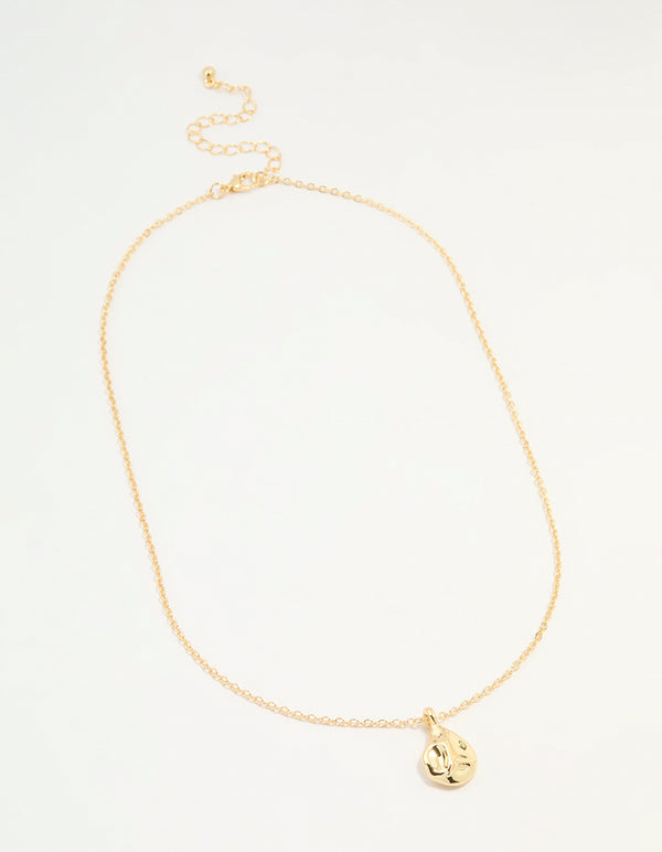 Gold Plated Organic Drop Pendant Necklace