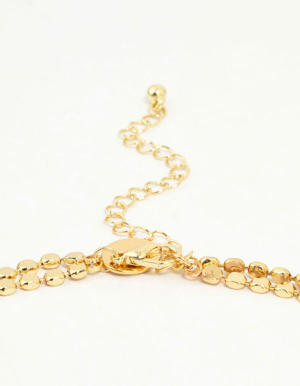 Gold Plated Disc Chain Layered Necklace