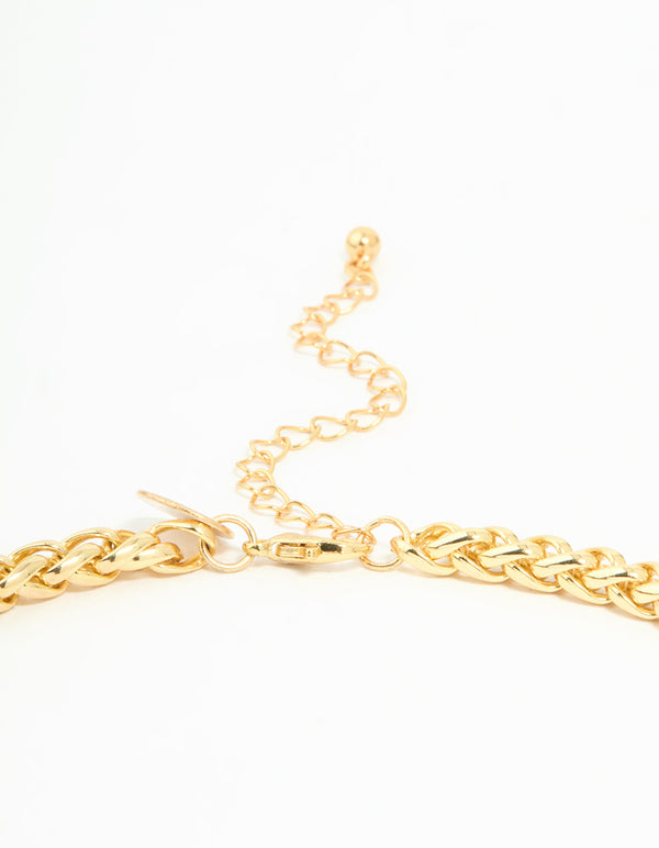 Gold Plated Wheat Chain Necklace