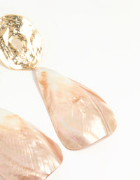 Gold Pink Genuine Shell Disc Drop Earrings - link has visual effect only