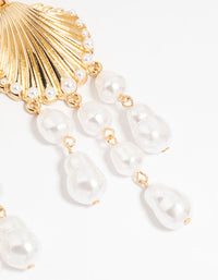 Gold Shell Pearl Drop Earrings - link has visual effect only