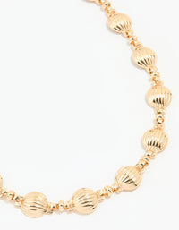 Gold Textured Ribbed Circle Choker Necklace - link has visual effect only