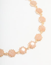 Gold Rose Stone Hexagon Choker Necklace - link has visual effect only