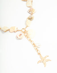 Genuine Shell Shell & Starfish Pendant Charm Necklace - link has visual effect only