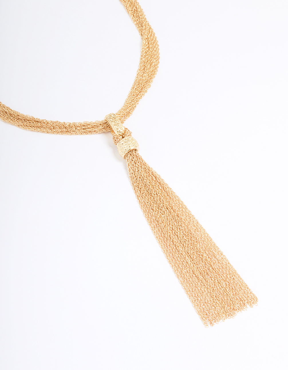 Gold Textured Rope Y-Necklace