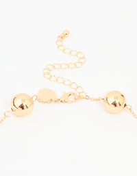Gold Pearl & Solid Ball Long Link Necklace - link has visual effect only