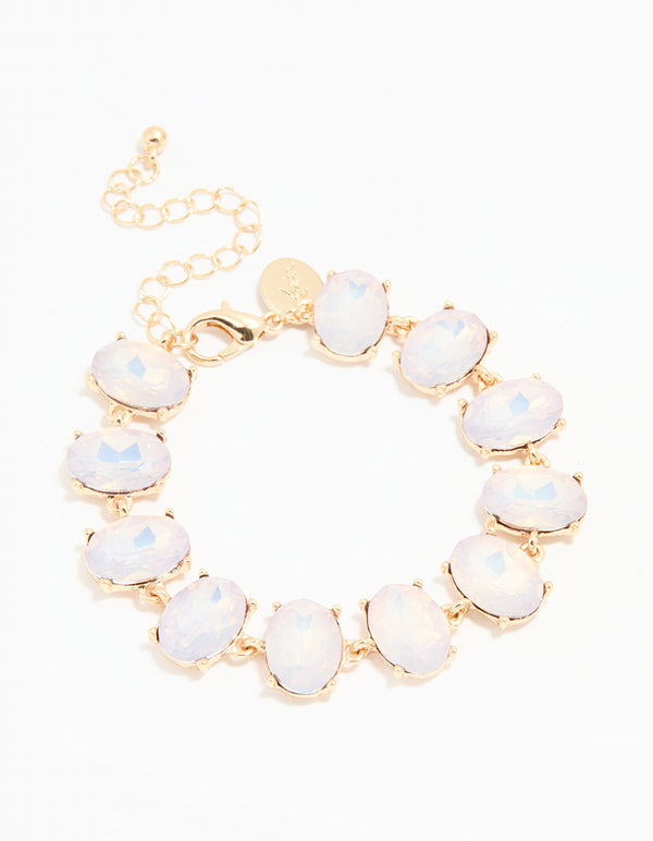 Gold Diamante Iridescent Oval Bracelet