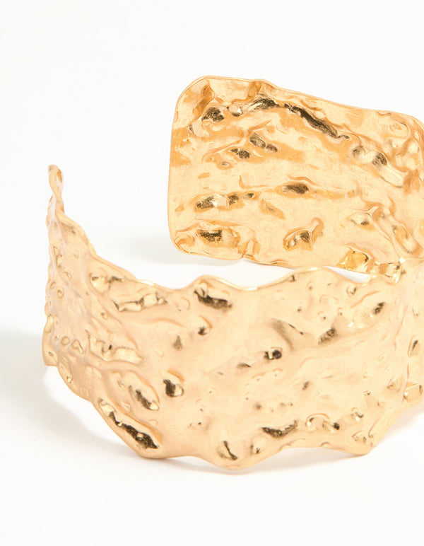 Gold Molten Wide Wrist Cuff