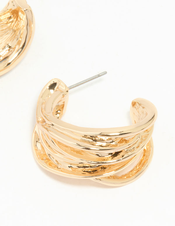 Gold Vine Wide Hoop Earrings