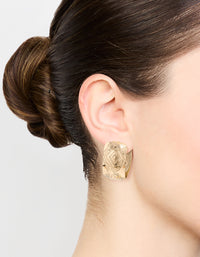 Antique Gold Pattern Wide Hoop Earrings - link has visual effect only