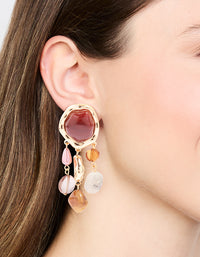 Gold Triple Molten Stone Drop Earrings - link has visual effect only