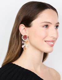 Gold Triple Molten Stone Drop Earrings - link has visual effect only