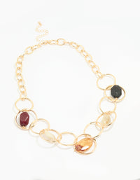 Gold Mixed Stone Circle Necklace - link has visual effect only