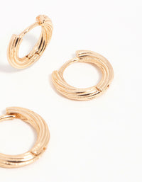 Antique Gold Graduating Twisted Hoop Earrings 3-Pack - link has visual effect only