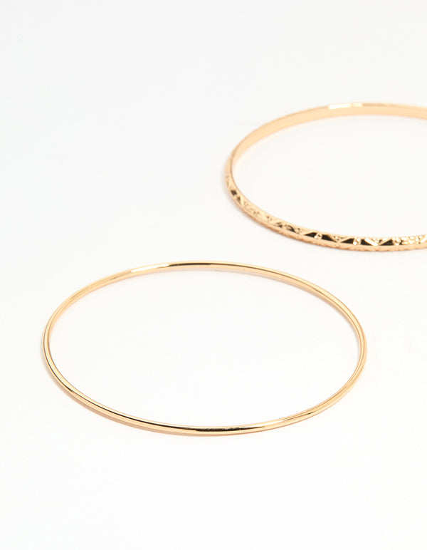 Gold Textured Thin Bangles 6-Pack