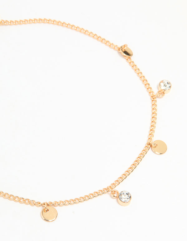 Gold Enamel Flower & Twisted Anklets 4-Pack