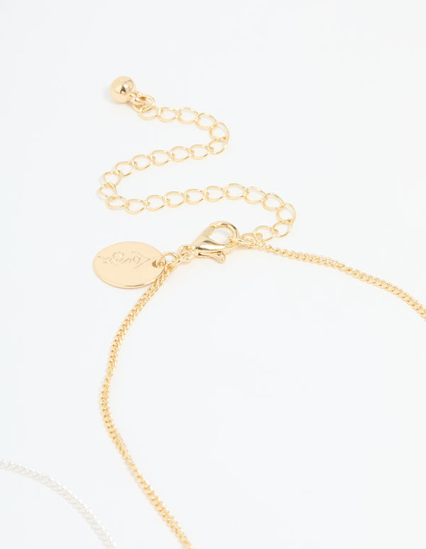 Mixed Metal Cubic Zirconia Cross Pendant Necklace Pack