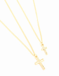 Gold Plated Hammered Cross Necklaces 2-Pack - link has visual effect only