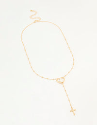 Mixed Metal Cross Heart & Mary Y-Necklace - link has visual effect only