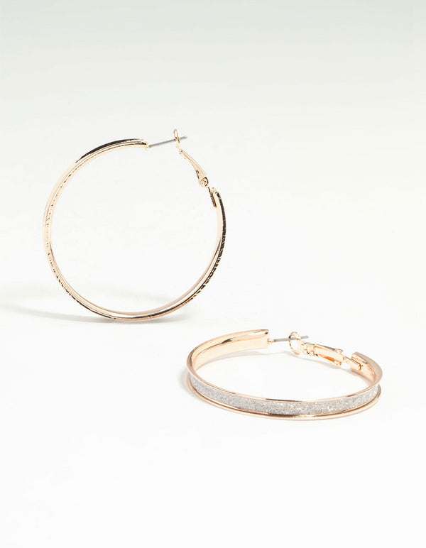 Rose Gold Glitter Hoop Earrings
