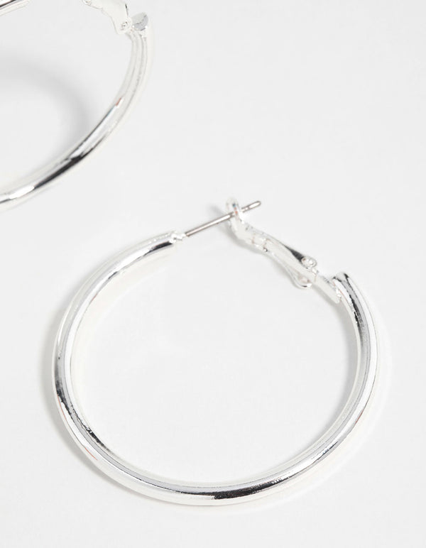 Silver Narrow Hinged Hoop Earrings