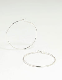Silver Plain Thin Hoop Earrings - link has visual effect only