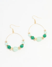 Gold Green Beaded Circular Drop Earrings - link has visual effect only