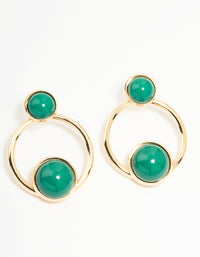 Gold Green Circles Drop Earrings - link has visual effect only