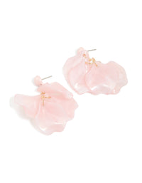 Gold Pink Pearlised Petal Flower Drop Earrings - link has visual effect only