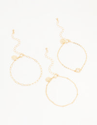 Gold Diamante Circle & Chain Bracelets 3-Pack - link has visual effect only