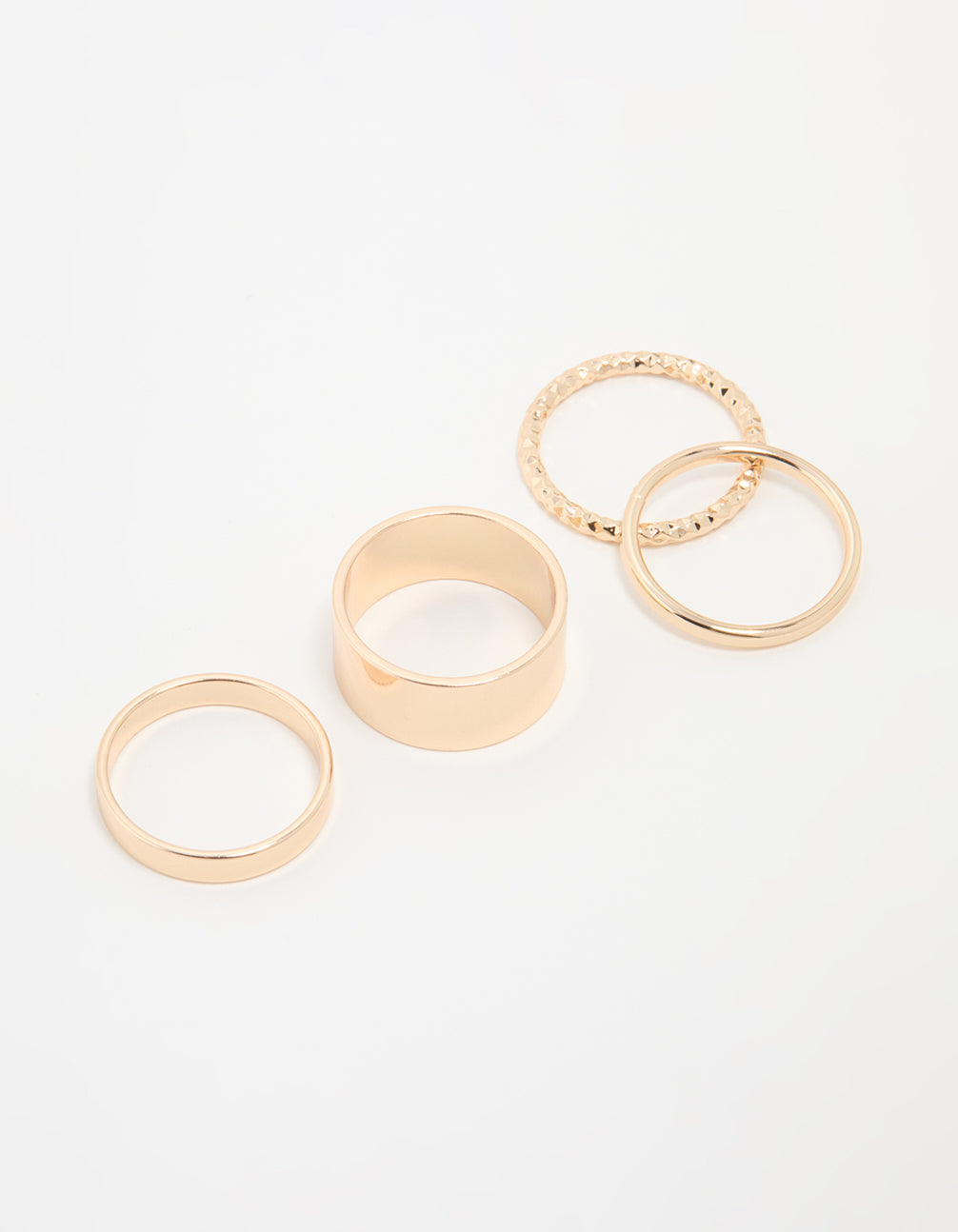 Gold Thick & Thin Cigar Stacking Rings 4-Pack
