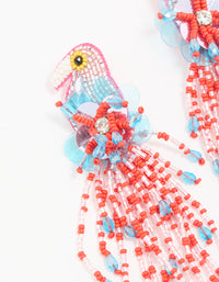 Pink Beaded Flamingo Tail Drop Earrings - link has visual effect only