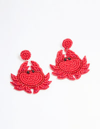 Red Beaded Crab Drop Earrings - link has visual effect only