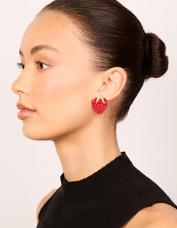 Gold Red Strawberry Stud Earrings - link has visual effect only