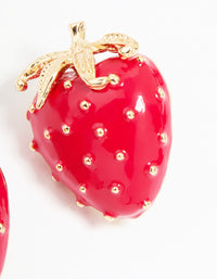 Gold Red Strawberry Stud Earrings - link has visual effect only