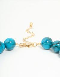 Gold Turquoise Acrylic Beaded Necklace - link has visual effect only
