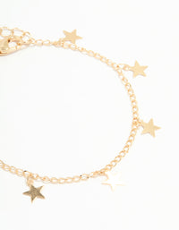Gold Multicoloured Gem & Star Bracelets 3-Pack - link has visual effect only