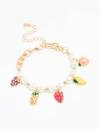 Gold Summer Fruit Charm Bracelet - link has visual effect only