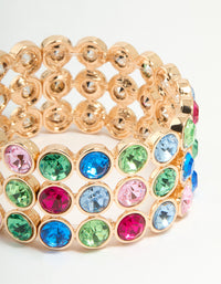 Gold Pastel Diamante Stretch Bracelet - link has visual effect only