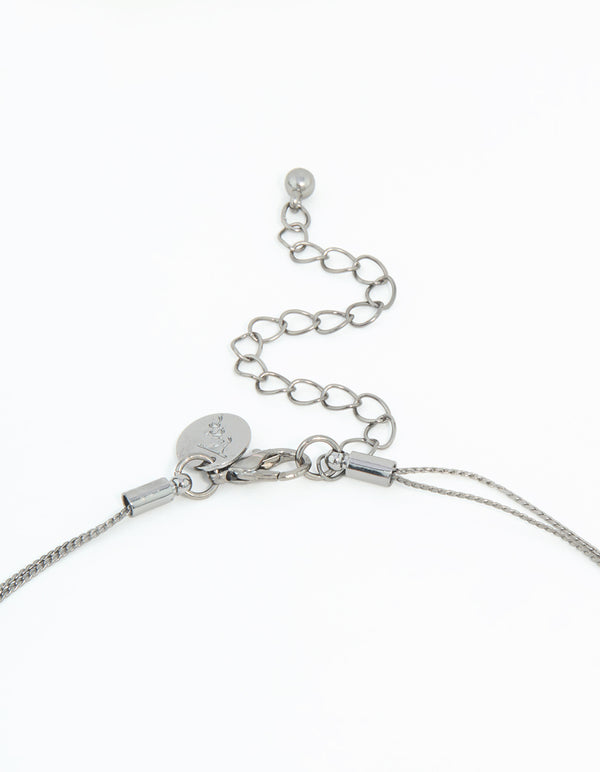 Gunmetal Blue Circle Layered Necklace