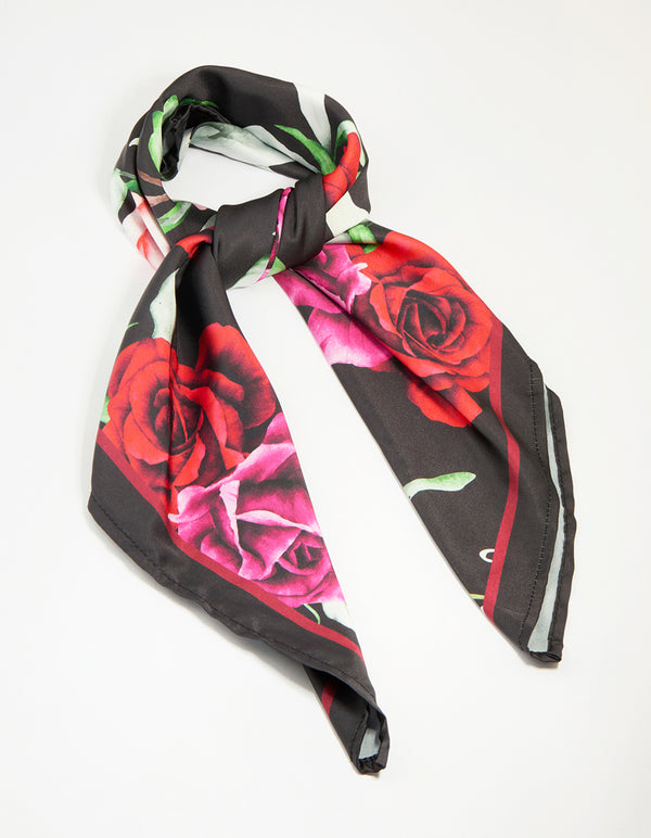 Bold Rose Fabric Scarf