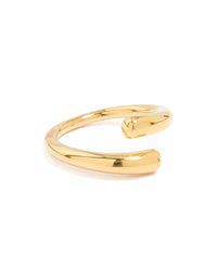 Crafted from waterproof gold plated stainless steel swirl wrap ring with dainty design front view - link has visual effect only