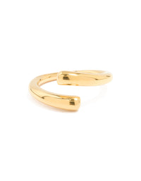Designed with waterproof gold plated stainless steel swirl wrap ring in dainty style close up view - link has visual effect only