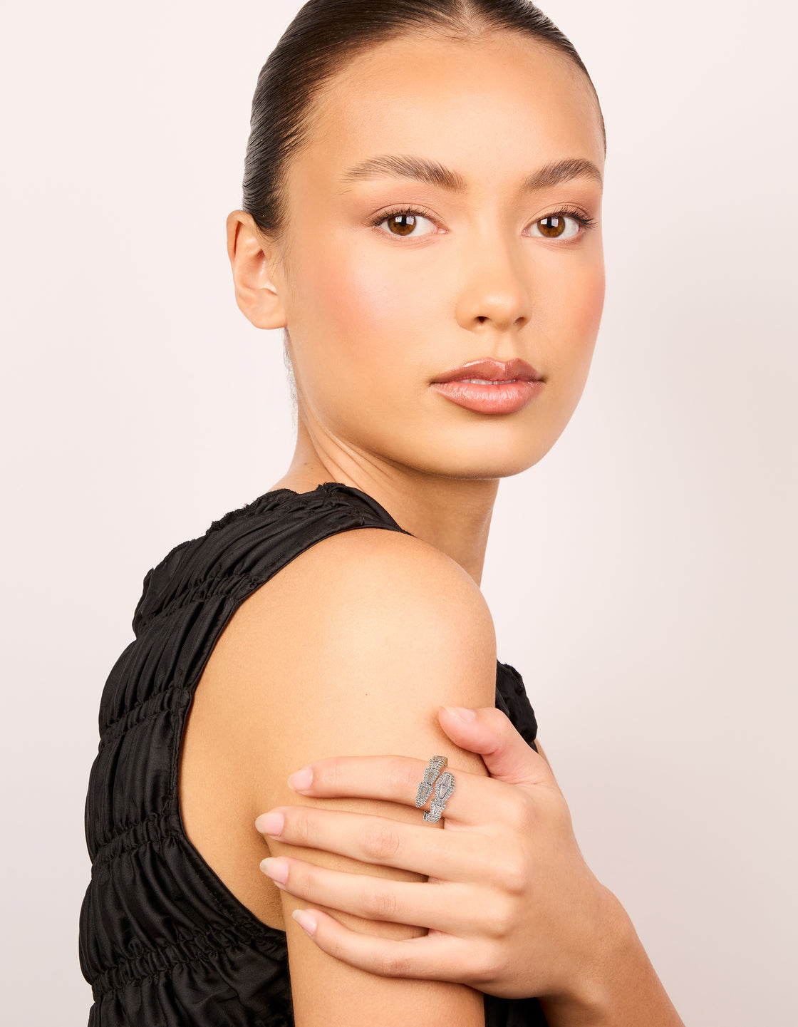 Silver Cubic Zirconia Point Wrap Ring