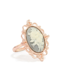 Rose Gold Flower Cameo Ring - link has visual effect only