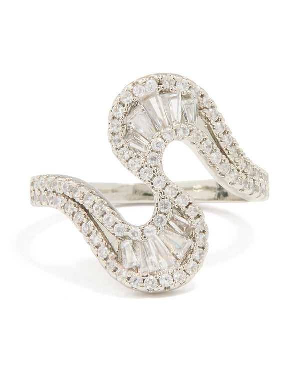 Silver Cubic Zirconia Swivel Statement Ring